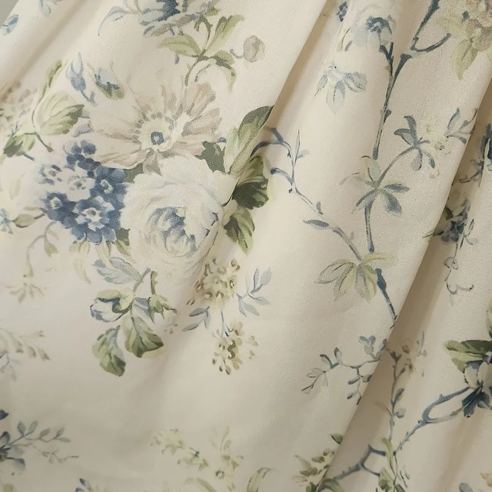 Altar'd State Fern Floral Mini Dress Ivory Blue Babydoll Puff Sleeve Cottagecore - Picture 4 of 14